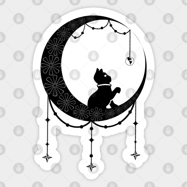 MANDALA MOON WITH BLACK CAT, WICCA MOON, TATTOO ART Sticker by RENAN1989